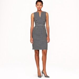 New J Crew Wool Split neck WindowPane Dress sz 12
